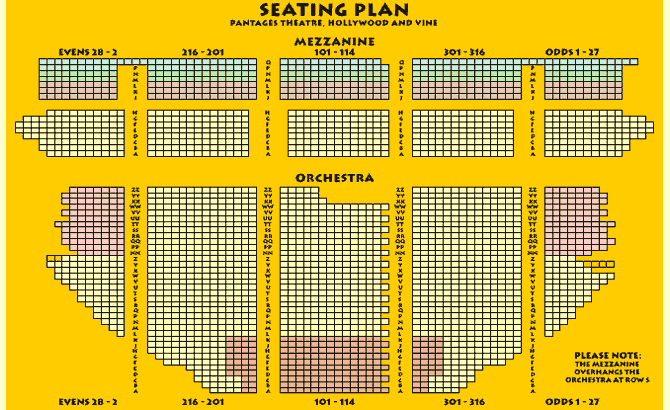 Seating Chart For Pantages Theatre Hollywood Ca